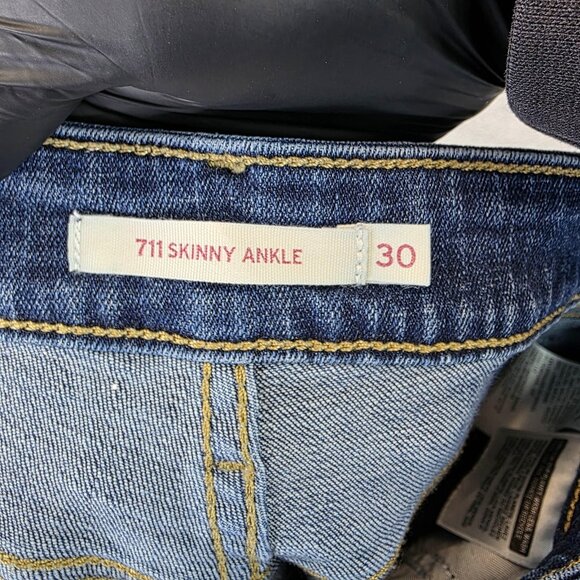Levis 711 Skinny Ankle Jeans Womens Size 30 Blue Stretch Mid Rise Denim Pants - Picture 10 of 13
